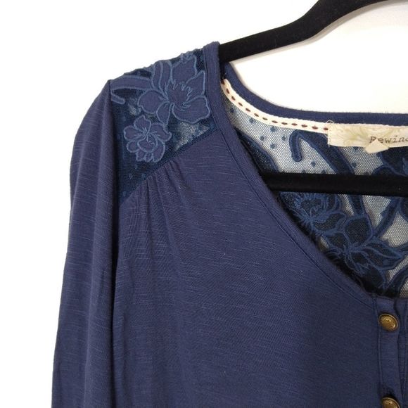 Rewind Woman's Lace Navy Blouse Top Shirt Size S - Picture 5 of 6